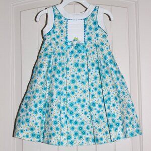 Girls El Corte Ingles Lovely Blue White Spring Floral Lined A-line Dress sz 24m